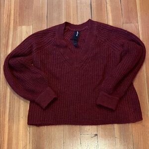 Naadam Deep Red V-Neck Sweater